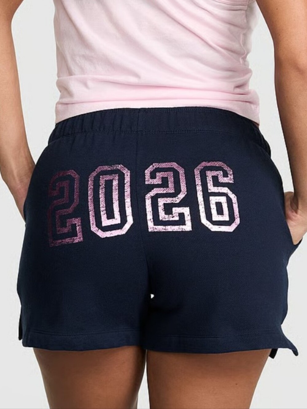 VS PINK Campus Fleece Roll-Down Shorts Sz Small NWT - Picture 2 of 5